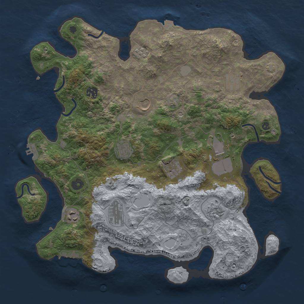 Rust Map: Procedural Map, Size: 3850, Seed: 1108569216, 18 Monuments