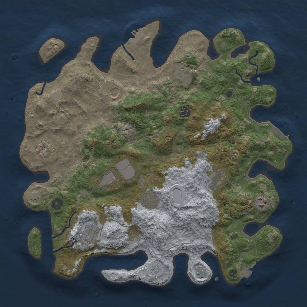 Rust Map: Procedural Map, Size: 4000, Seed: 1339290664, 18 Monuments