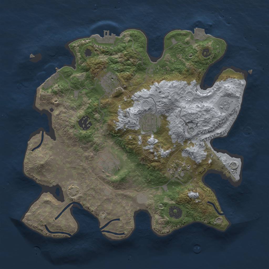 Rust Map: Procedural Map, Size: 3000, Seed: 438136831, 13 Monuments