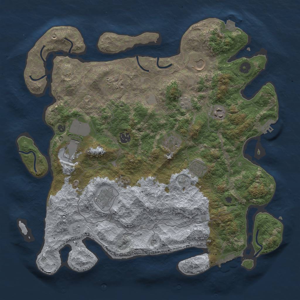 Rust Map: Procedural Map, Size: 4000, Seed: 886321763, 17 Monuments
