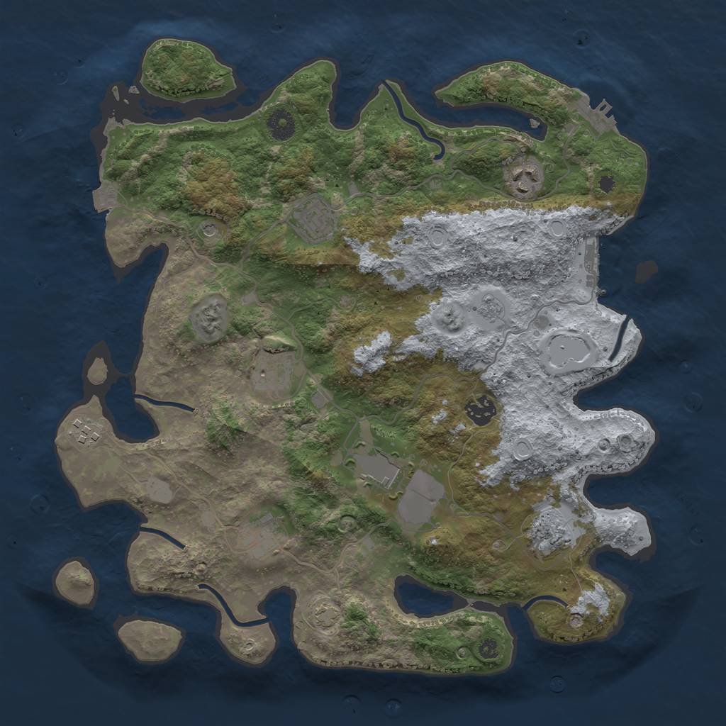 Rust Map: Procedural Map, Size: 3700, Seed: 1757370219, 16 Monuments