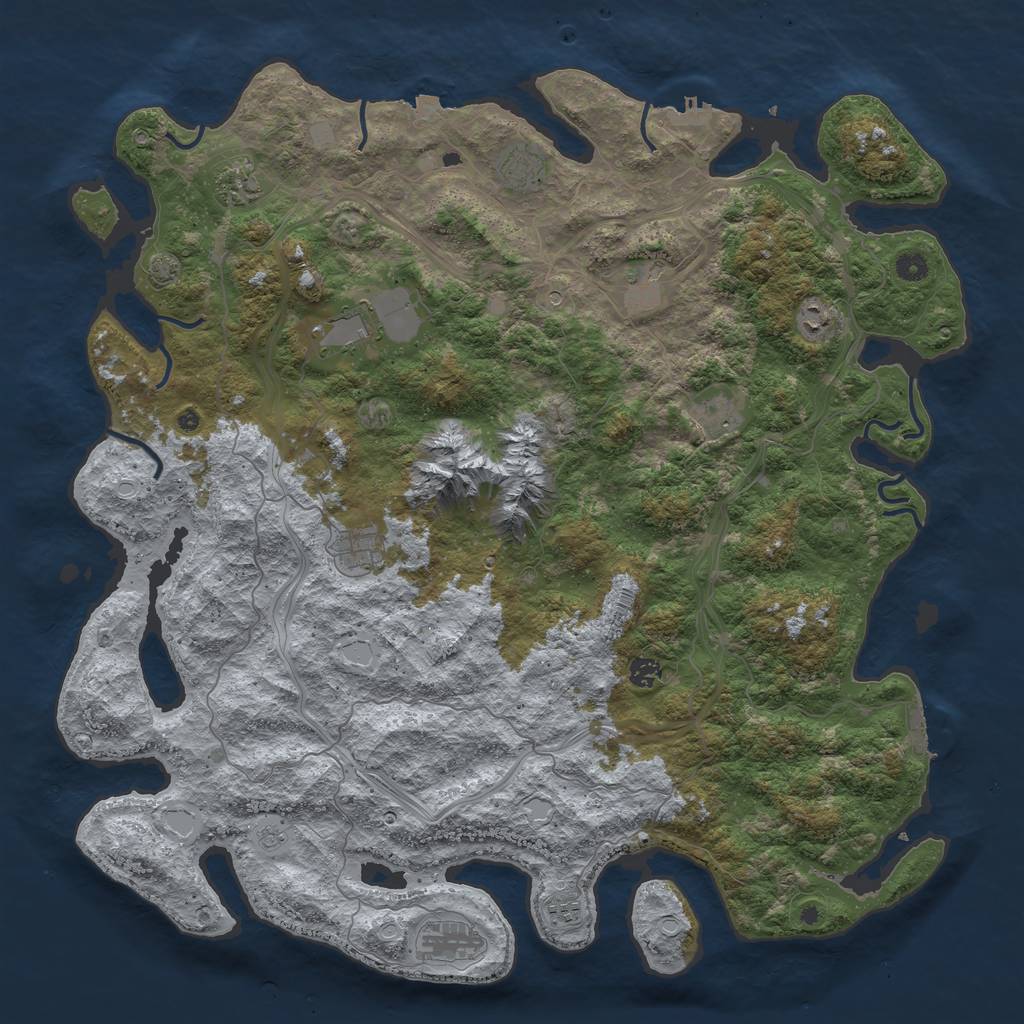 Rust Map: Procedural Map, Size: 5000, Seed: 868485, 18 Monuments