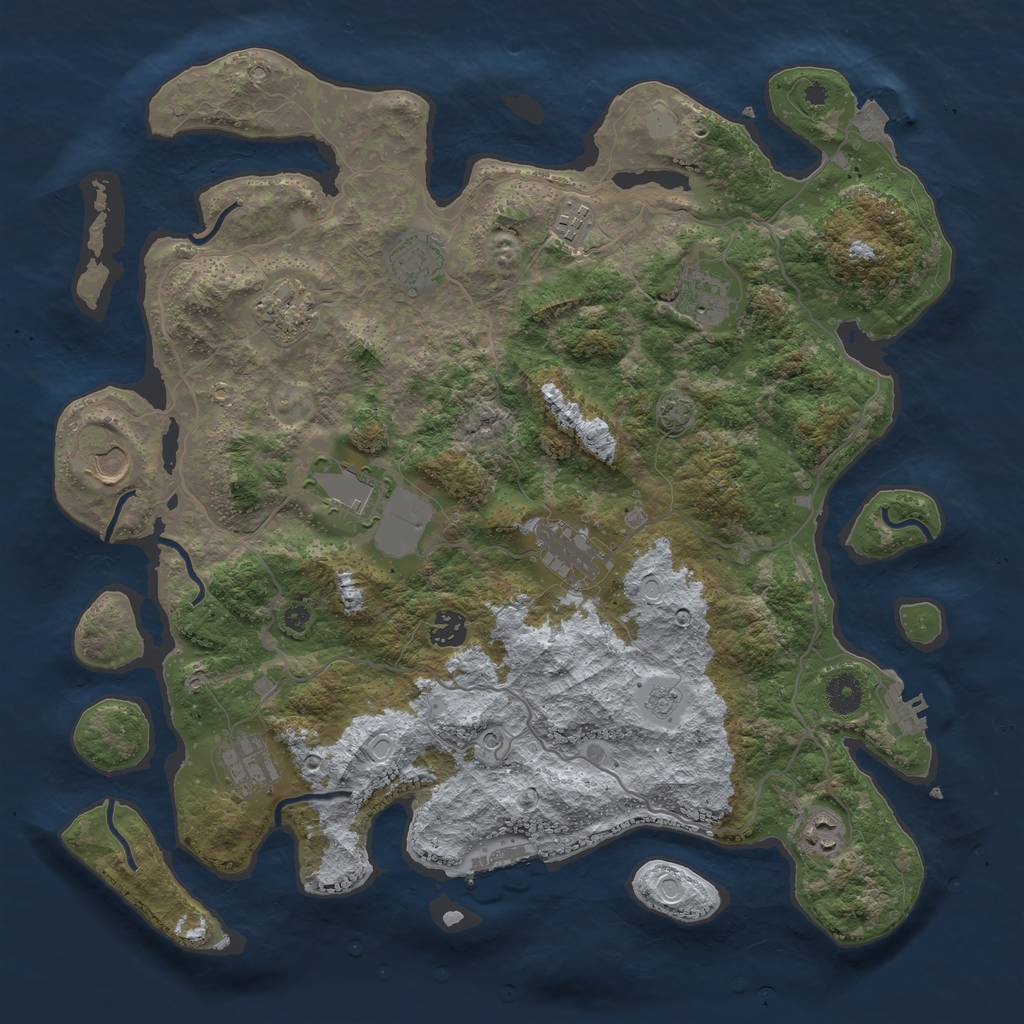 Rust Map: Procedural Map, Size: 4050, Seed: 1874474591, 18 Monuments