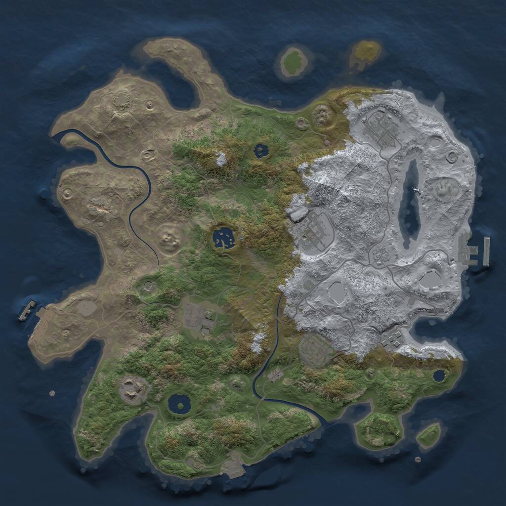 Rust Map: Procedural Map, Size: 3450, Seed: 95165305, 13 Monuments