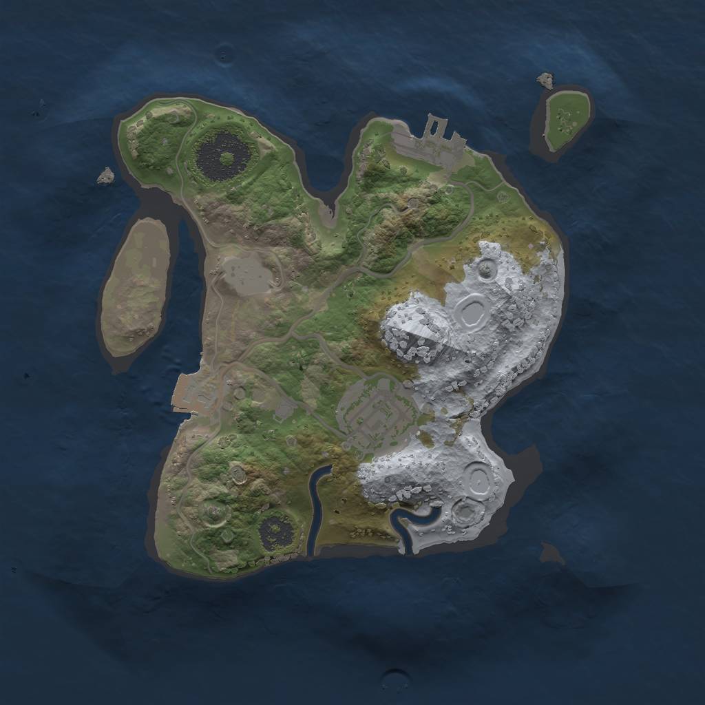 Rust Map: Procedural Map, Size: 2100, Seed: 76345, 5 Monuments