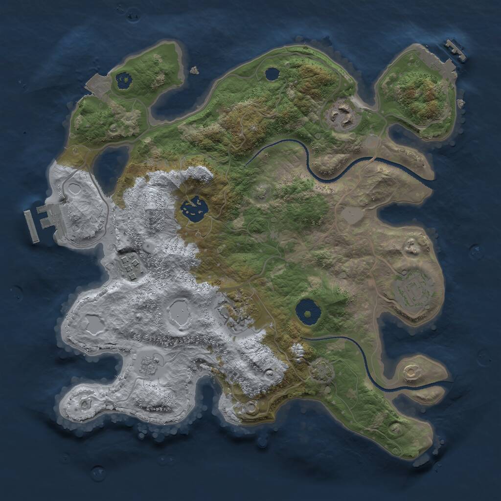 Rust Map: Procedural Map, Size: 3000, Seed: 7968, 10 Monuments
