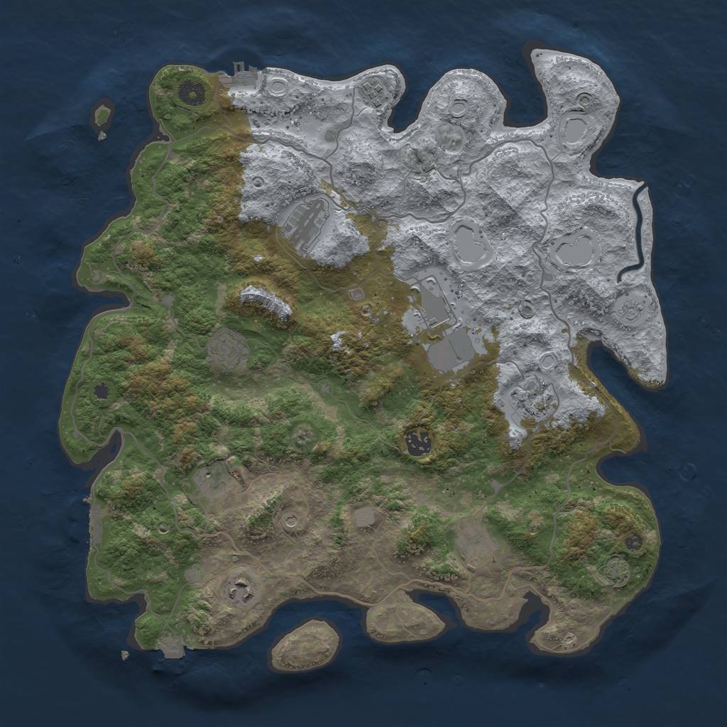 Rust Map: Procedural Map, Size: 4100, Seed: 66131849, 17 Monuments