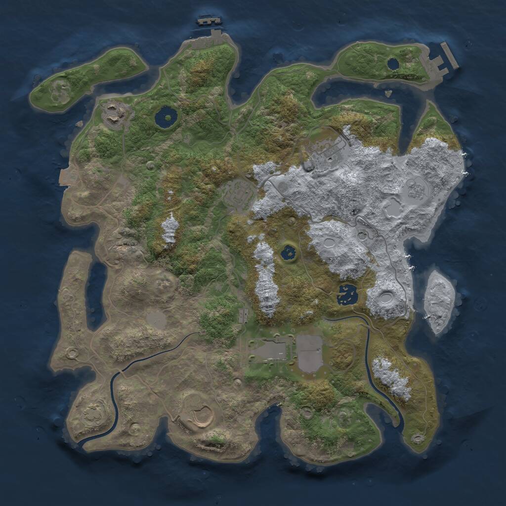 Rust Map: Procedural Map, Size: 3500, Seed: 1924561040, 12 Monuments