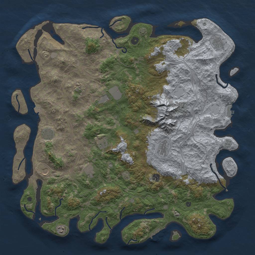 Rust Map: Procedural Map, Size: 5000, Seed: 1736925172, 19 Monuments