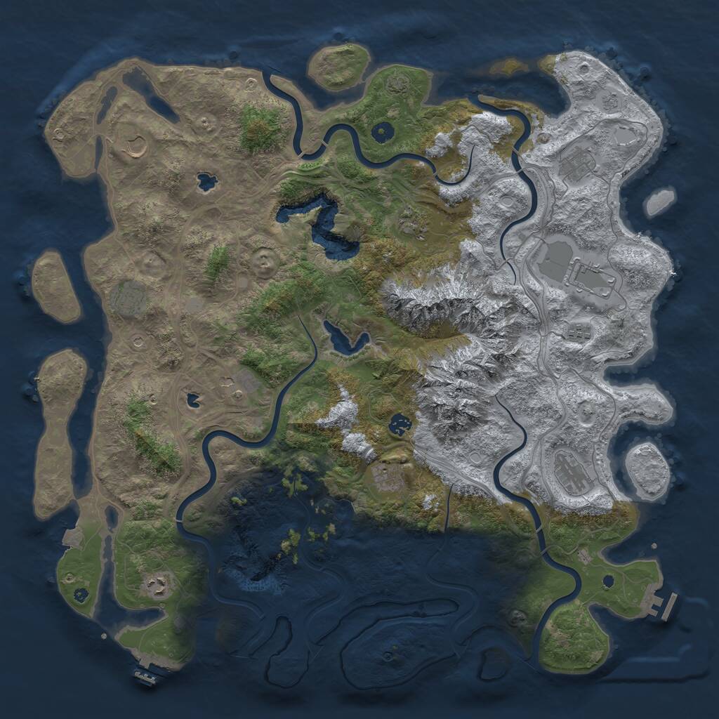 Rust Map: Procedural Map, Size: 5000, Seed: 1736925172, 17 Monuments