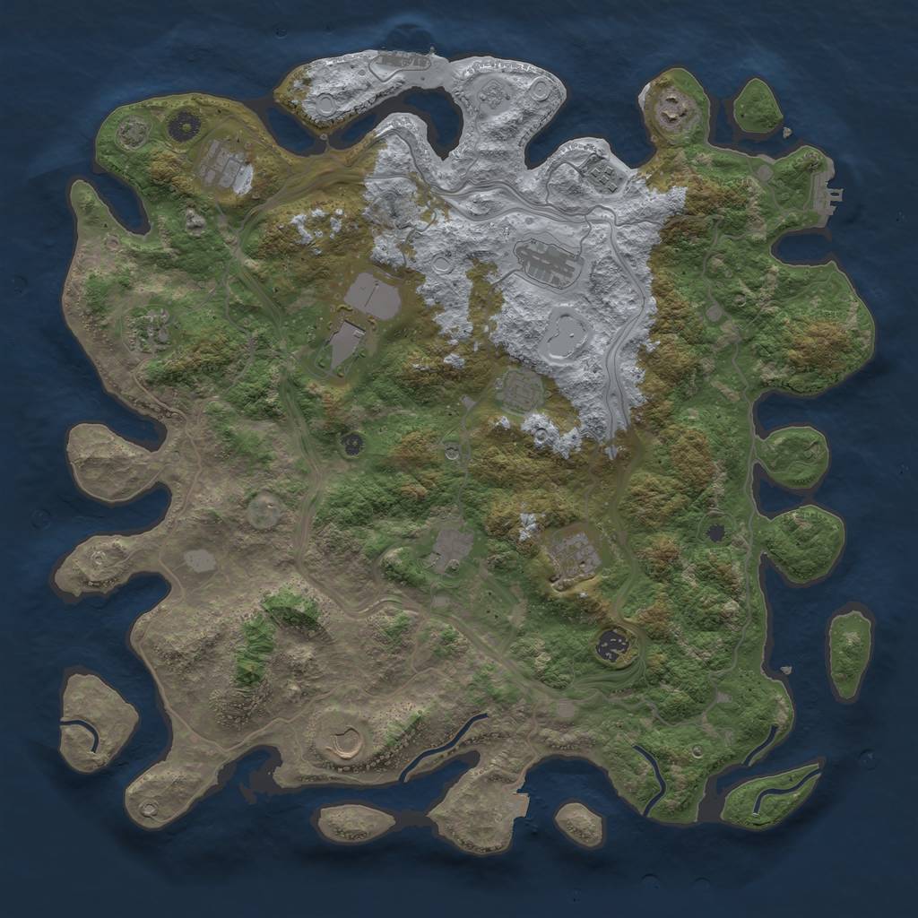 Rust Map: Procedural Map, Size: 4500, Seed: 1394660028, 19 Monuments