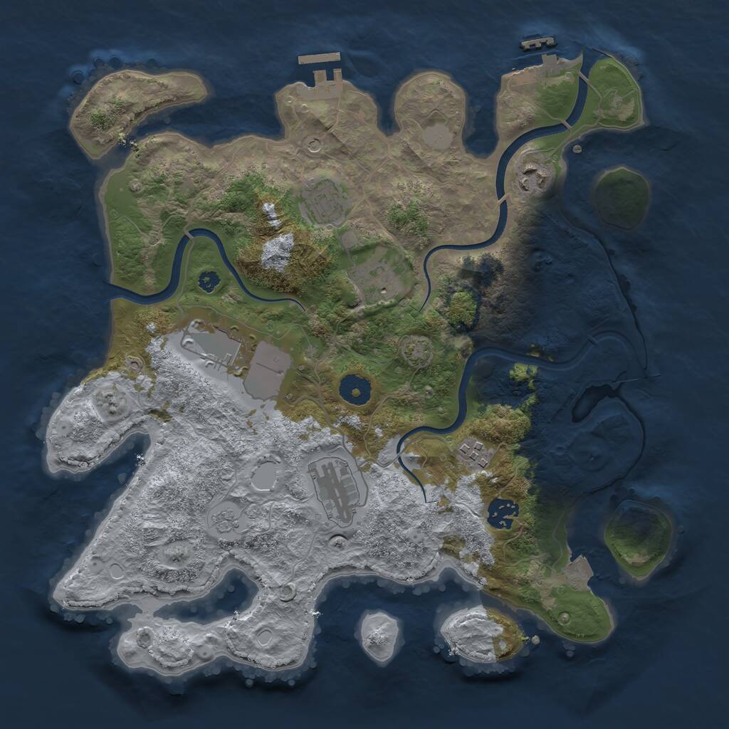 Rust Map: Procedural Map, Size: 3500, Seed: 449681899, 13 Monuments