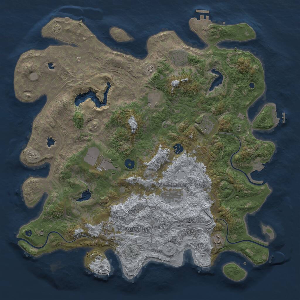 Rust Map: Procedural Map, Size: 4500, Seed: 1099406463, 15 Monuments