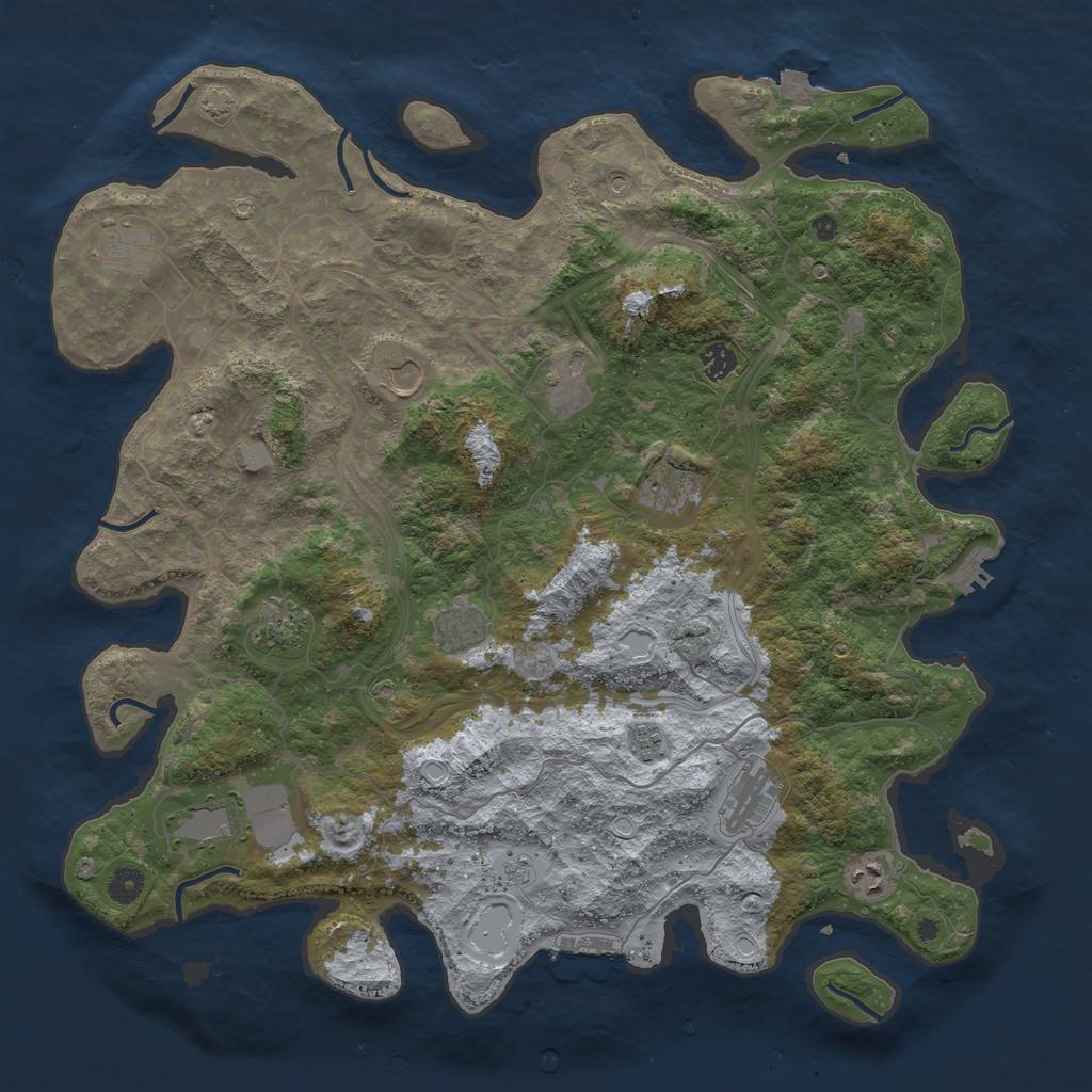 Rust Map: Procedural Map, Size: 4500, Seed: 1099406463, 19 Monuments