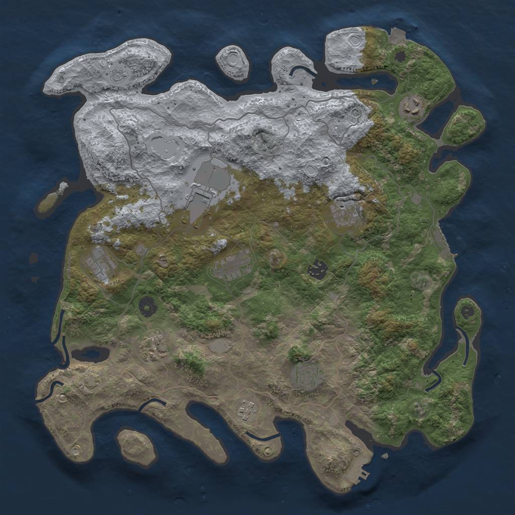 Rust Map: Procedural Map, Size: 4000, Seed: 5241975, 17 Monuments