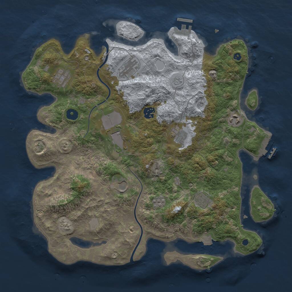 Rust Map: Procedural Map, Size: 3800, Seed: 707686621, 15 Monuments