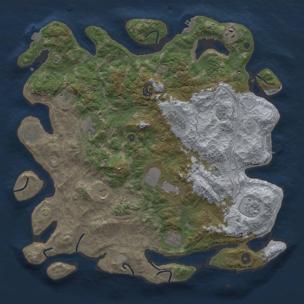 Rust Map: Procedural Map, Size: 4300, Seed: 591516989, 19 Monuments