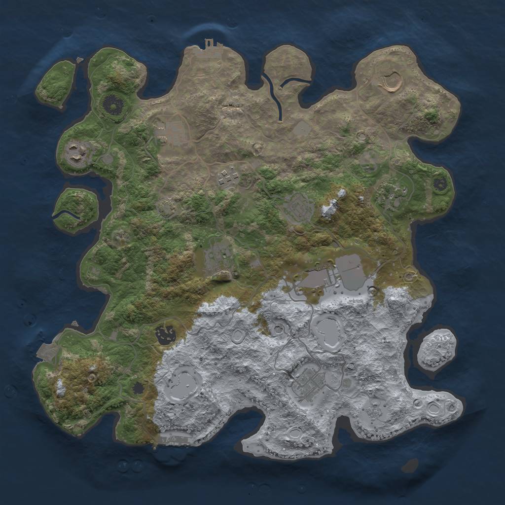 Rust Map: Procedural Map, Size: 3700, Seed: 290204212, 18 Monuments