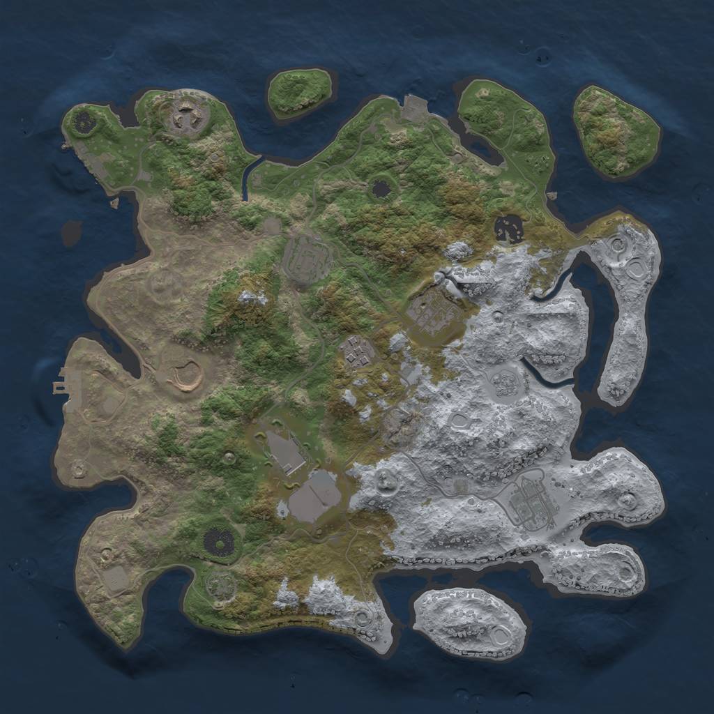 Rust Map: Procedural Map, Size: 3500, Seed: 7869, 16 Monuments