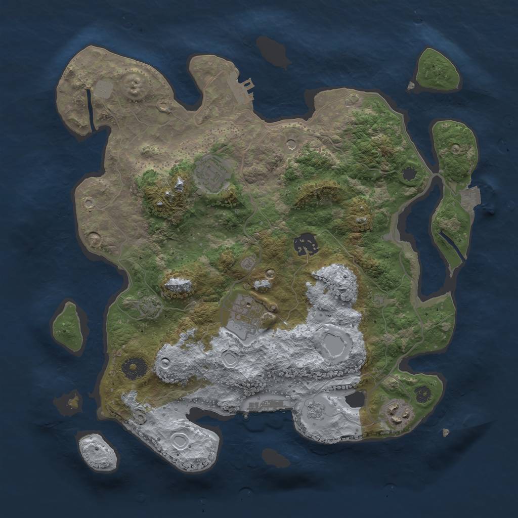 Rust Map: Procedural Map, Size: 3250, Seed: 1119391725, 12 Monuments