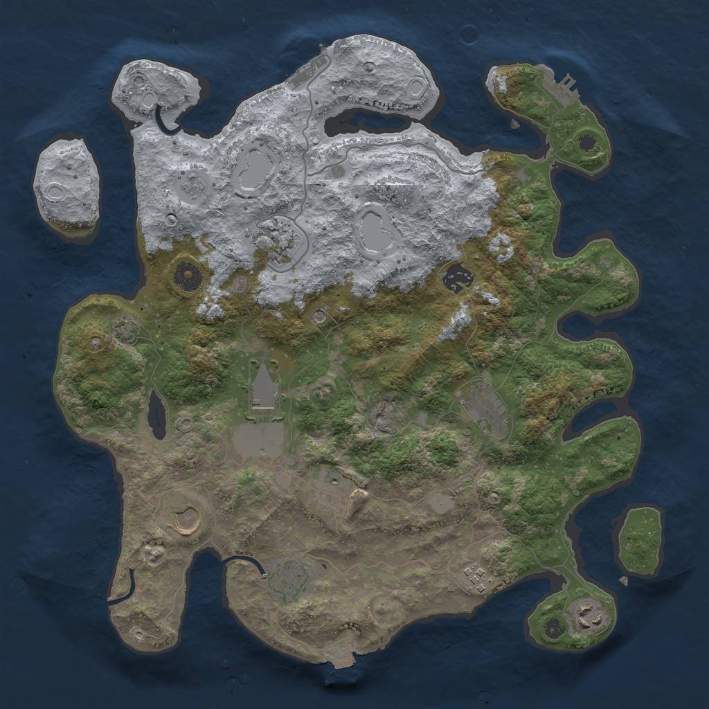 Rust Map: Procedural Map, Size: 3750, Seed: 1763904270, 17 Monuments