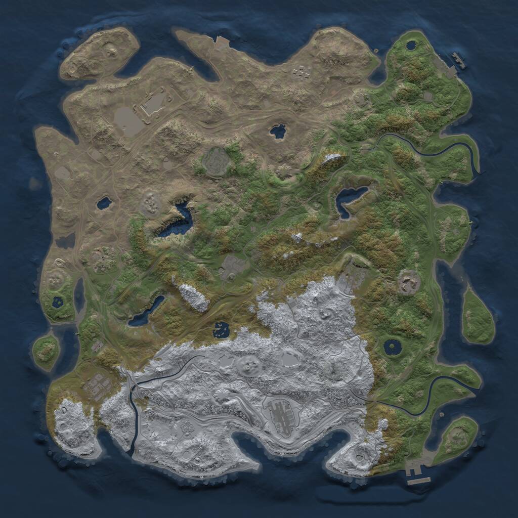 Rust Map: Procedural Map, Size: 4500, Seed: 646974430, 16 Monuments