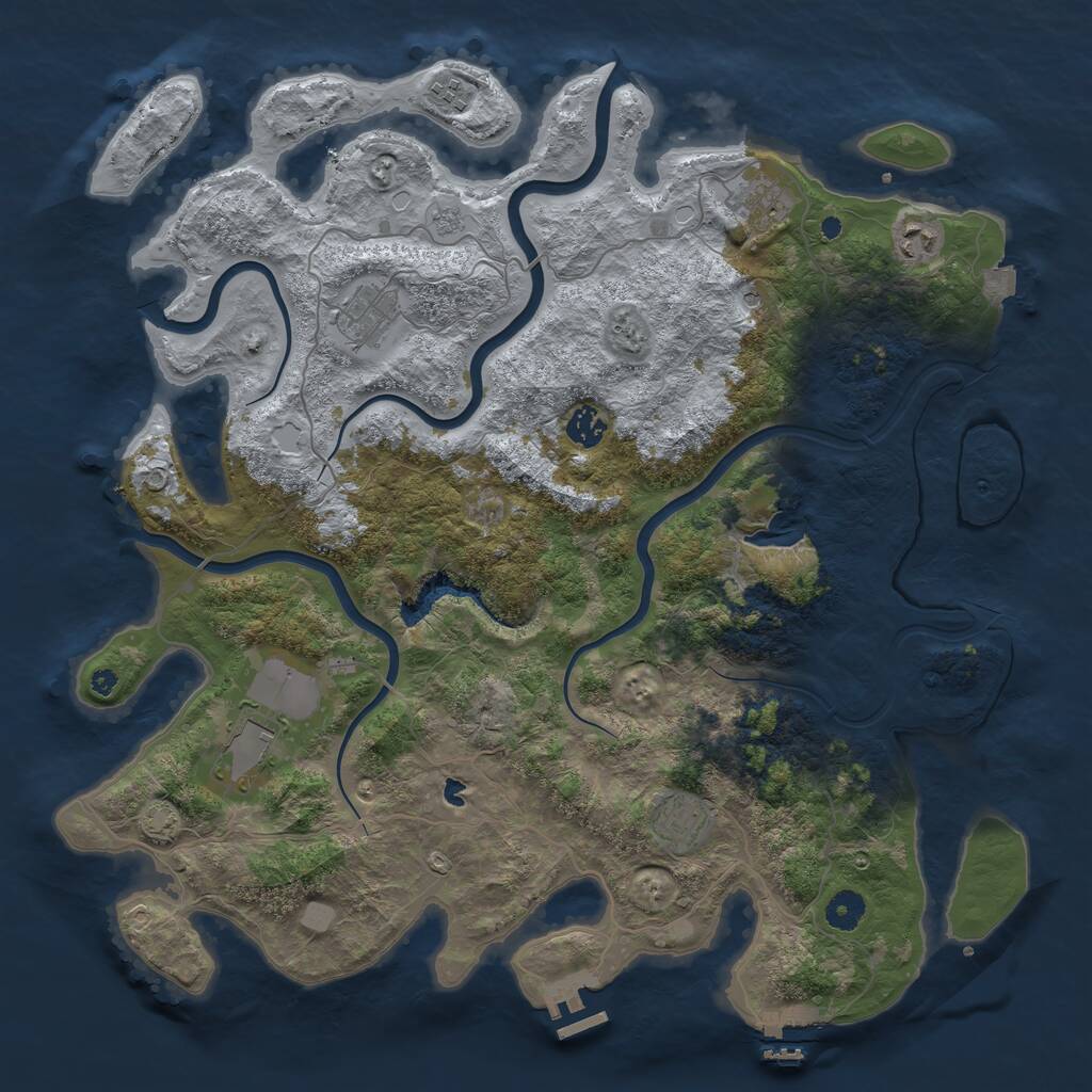 Rust Map: Procedural Map, Size: 4200, Seed: 8162023, 13 Monuments