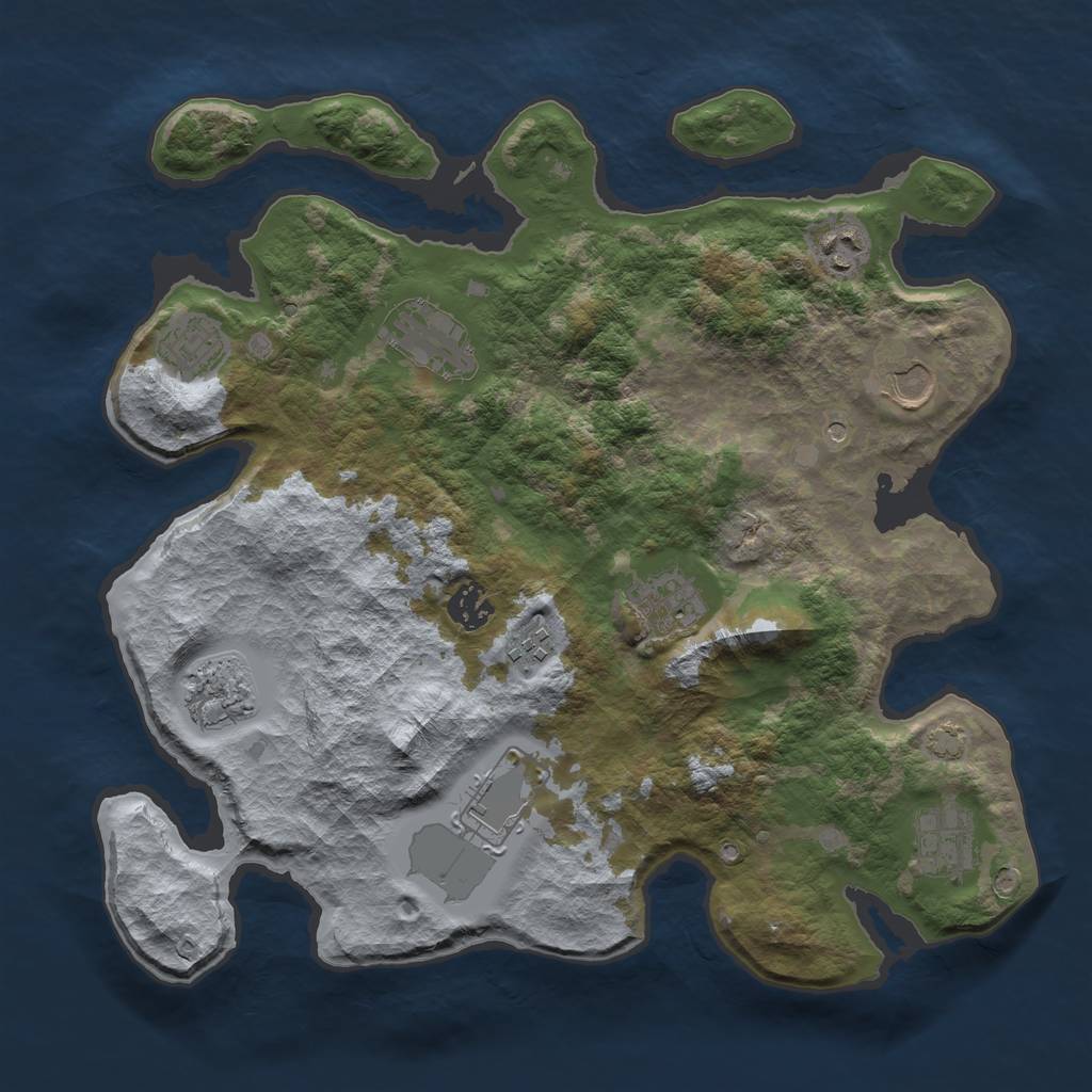 Rust Map: Barren, Size: 3600, Seed: 59926945, 14 Monuments