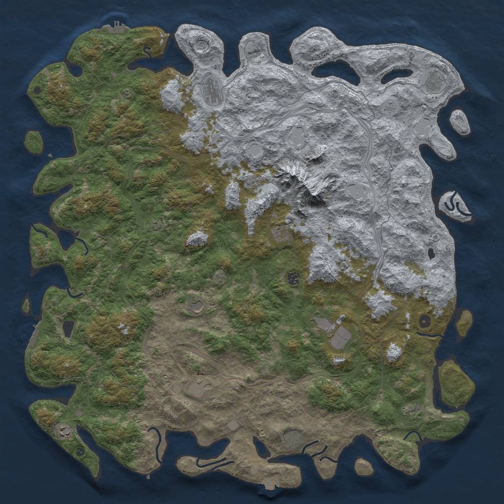 Rust Map: Procedural Map, Size: 6000, Seed: 1371051996, 19 Monuments