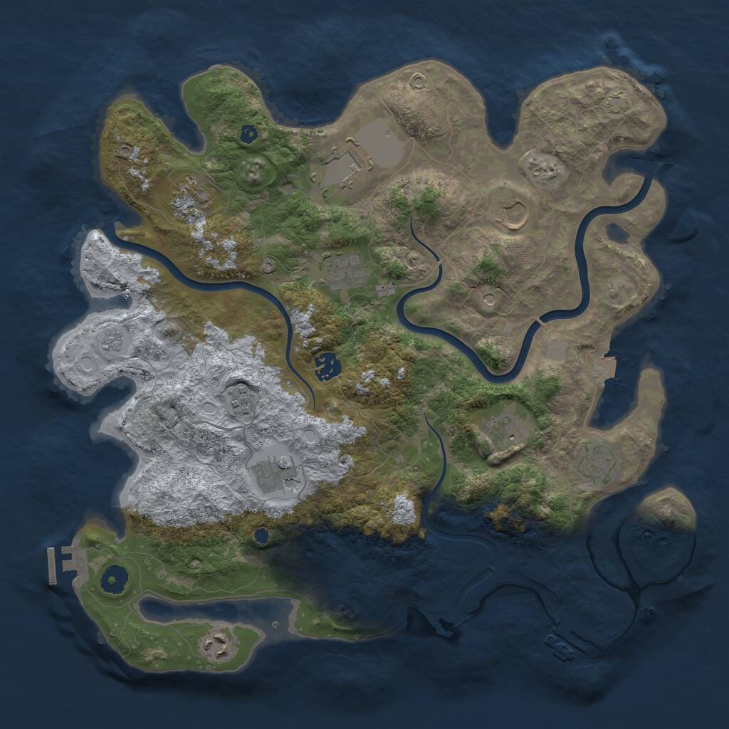 Rust Map: Procedural Map, Size: 3950, Seed: 902918489, 16 Monuments
