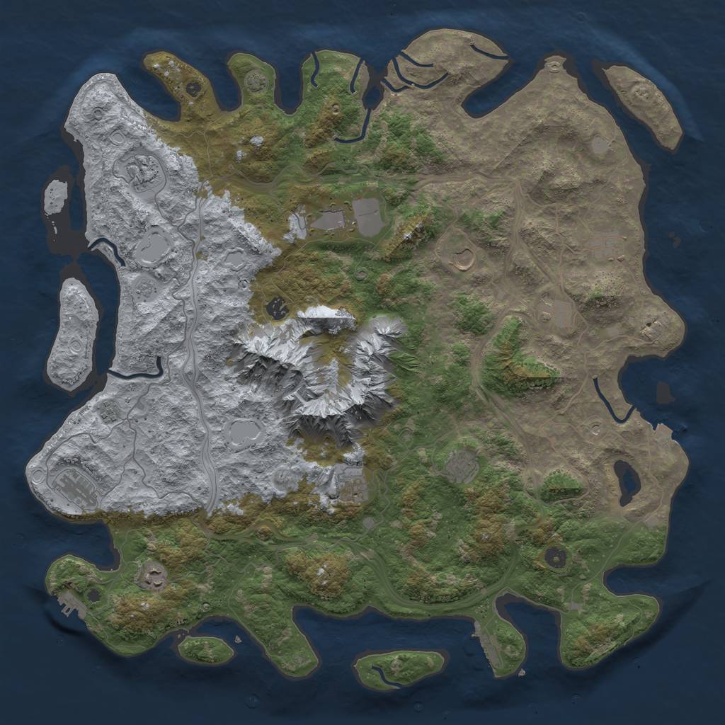 Rust Map: Procedural Map, Size: 5000, Seed: 975937496, 19 Monuments