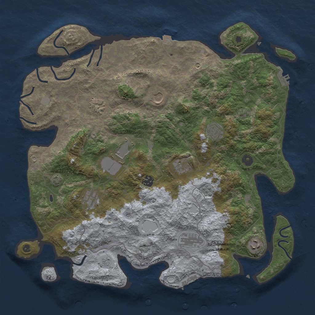 Rust Map: Procedural Map, Size: 4200, Seed: 1294337062, 18 Monuments