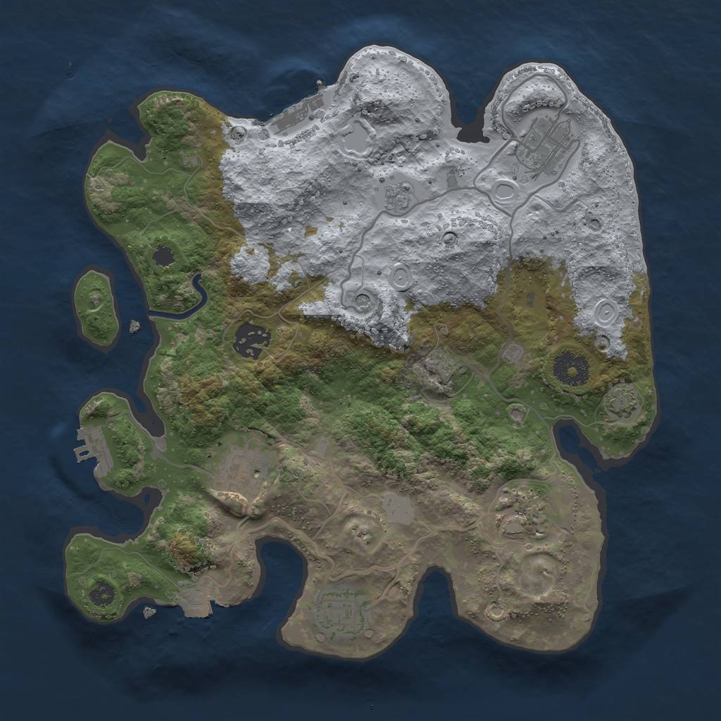 Rust Map: Procedural Map, Size: 3000, Seed: 1211323844, 13 Monuments