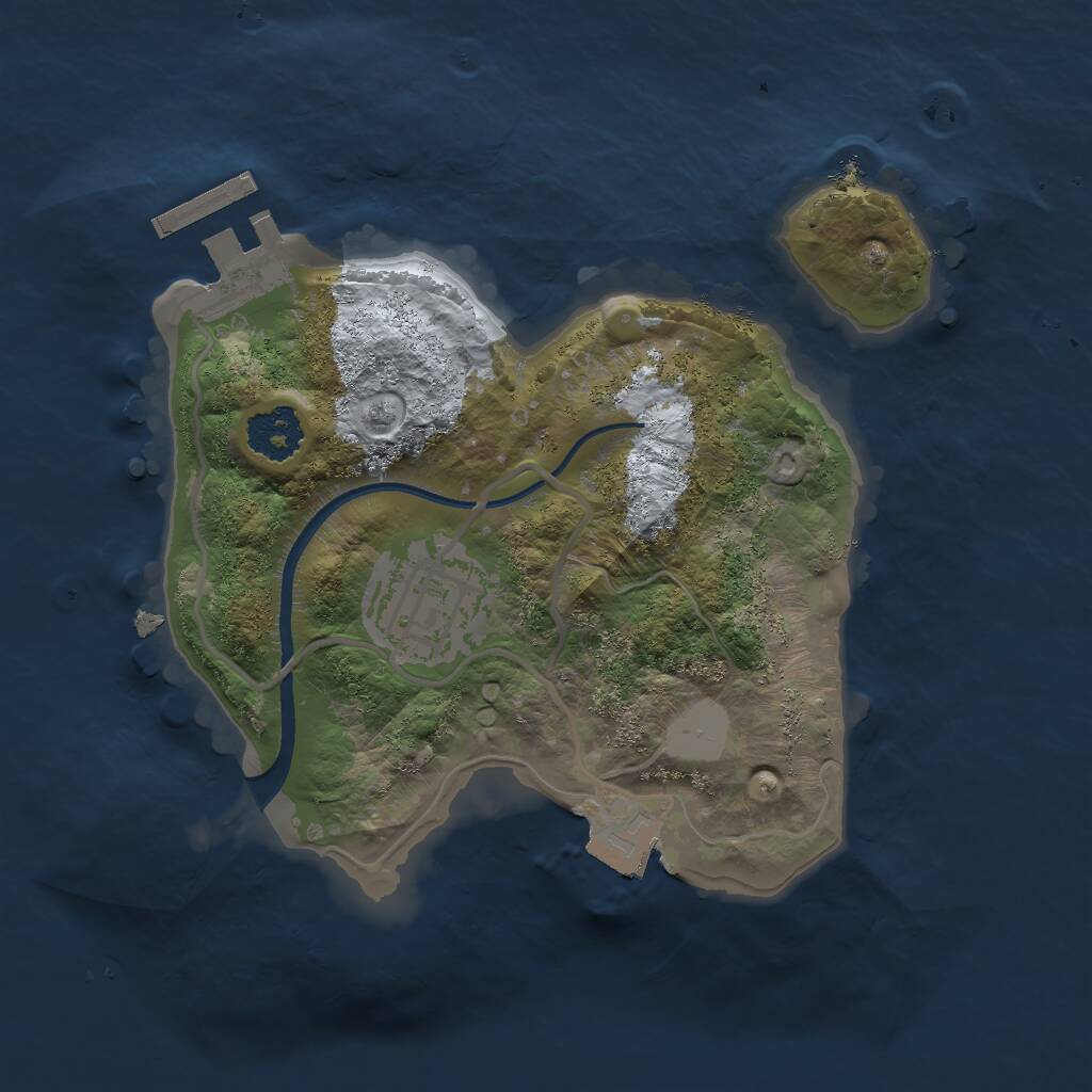 Rust Map: Procedural Map, Size: 2000, Seed: 1864812490, 3 Monuments