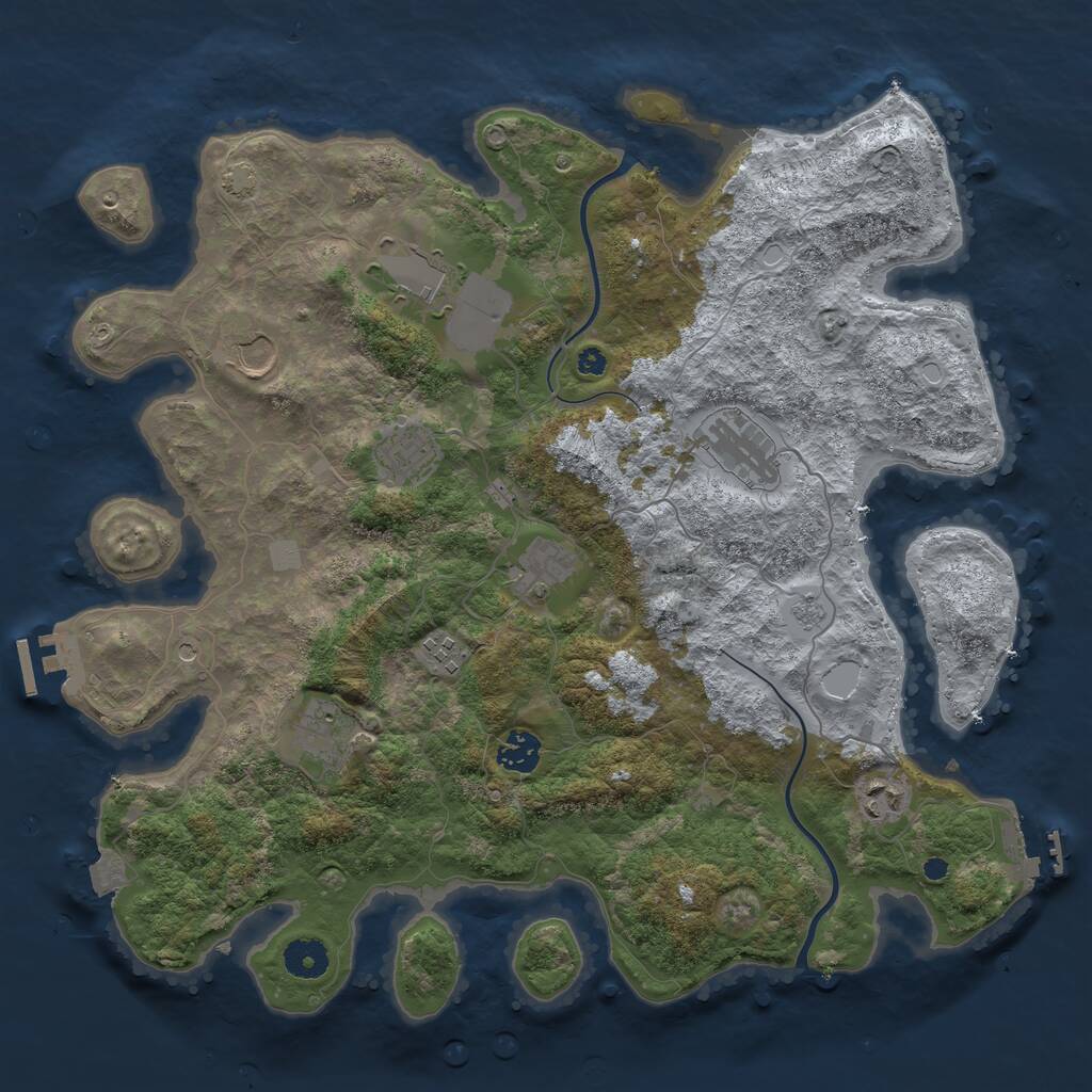 Rust Map: Procedural Map, Size: 3850, Seed: 39913245, 15 Monuments