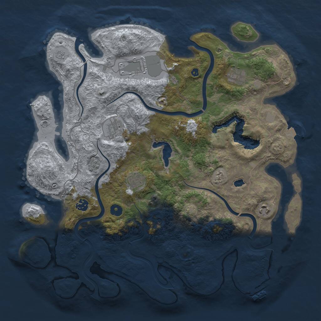 Rust Map: Procedural Map, Size: 4000, Seed: 388071547, 12 Monuments