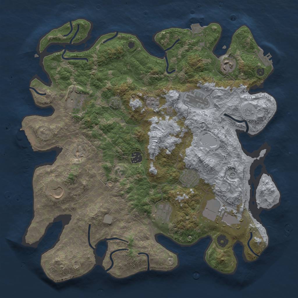 Rust Map: Procedural Map, Size: 3800, Seed: 100000, 17 Monuments