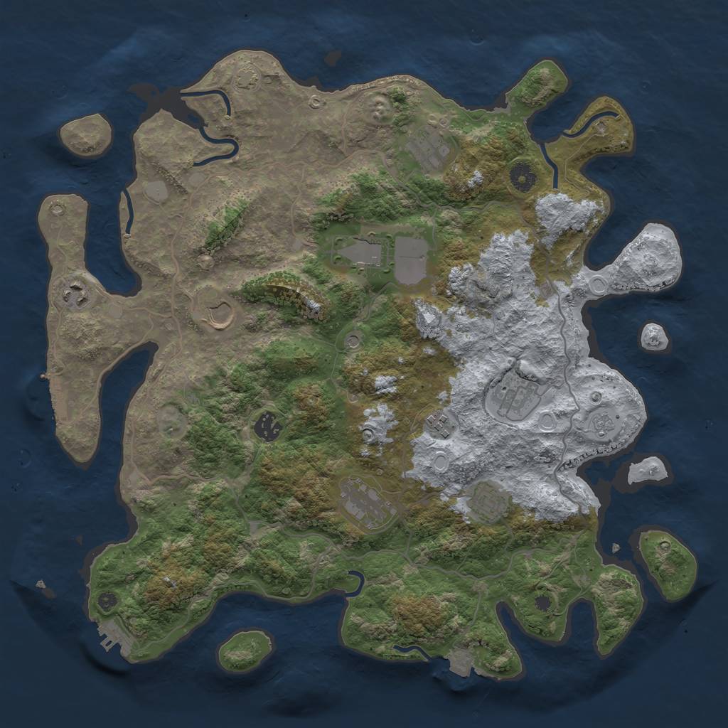 Rust Map: Procedural Map, Size: 4000, Seed: 196114325, 17 Monuments