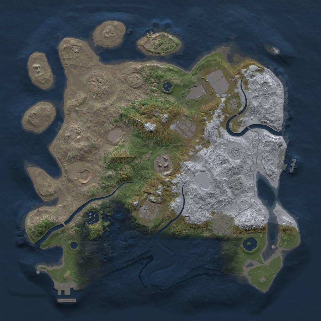 Rust Map: Procedural Map, Size: 3500, Seed: 214029422, 15 Monuments