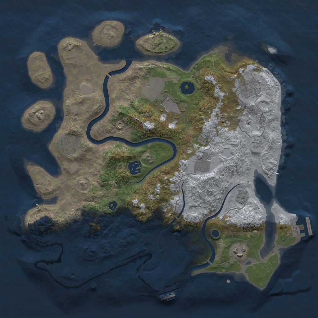 Rust Map: Procedural Map, Size: 3500, Seed: 214029422, 13 Monuments
