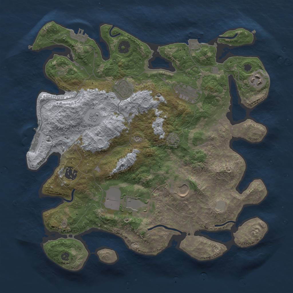 Rust Map: Procedural Map, Size: 3500, Seed: 569858825, 14 Monuments