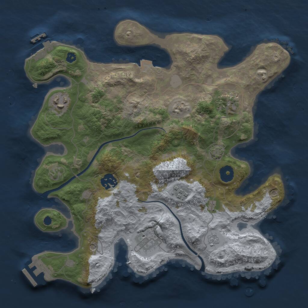 Rust Map: Procedural Map, Size: 3000, Seed: 414475041, 11 Monuments