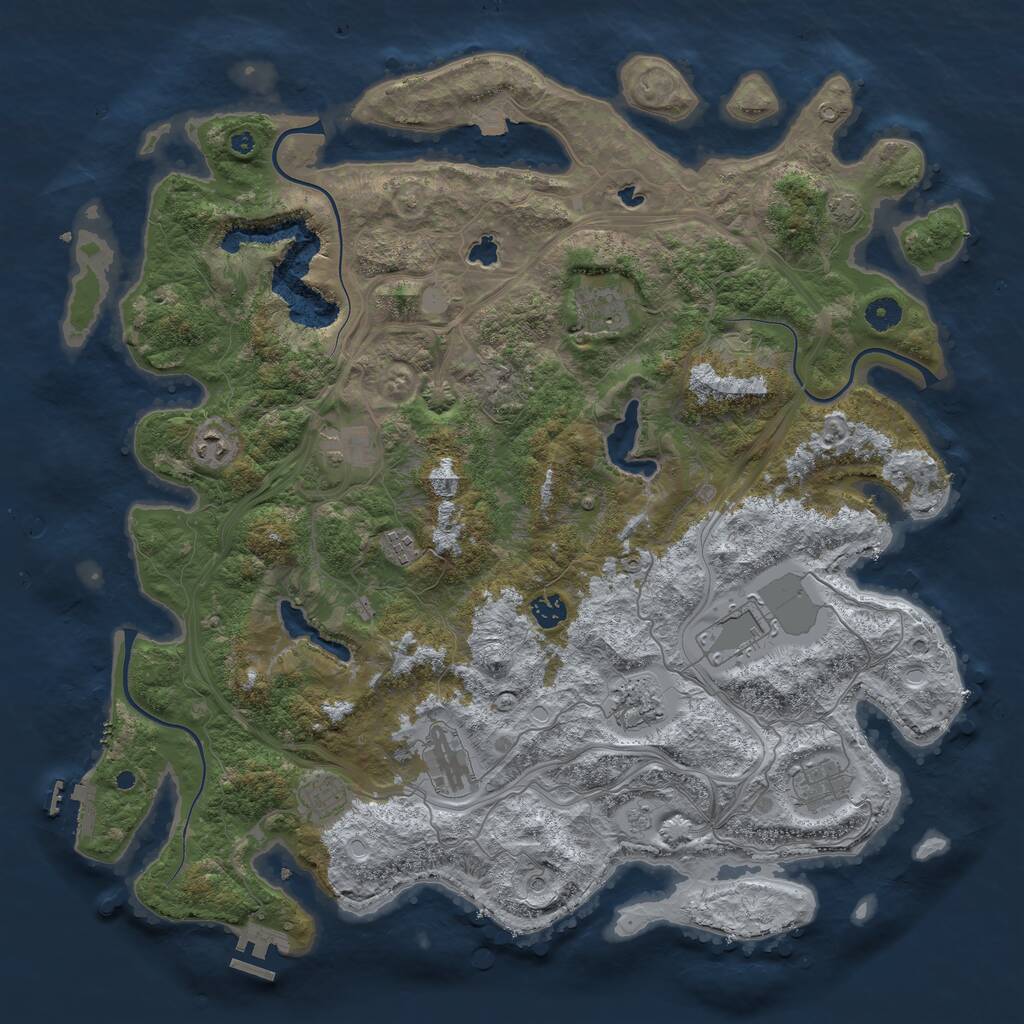 Rust Map: Procedural Map, Size: 4500, Seed: 1152208003, 16 Monuments