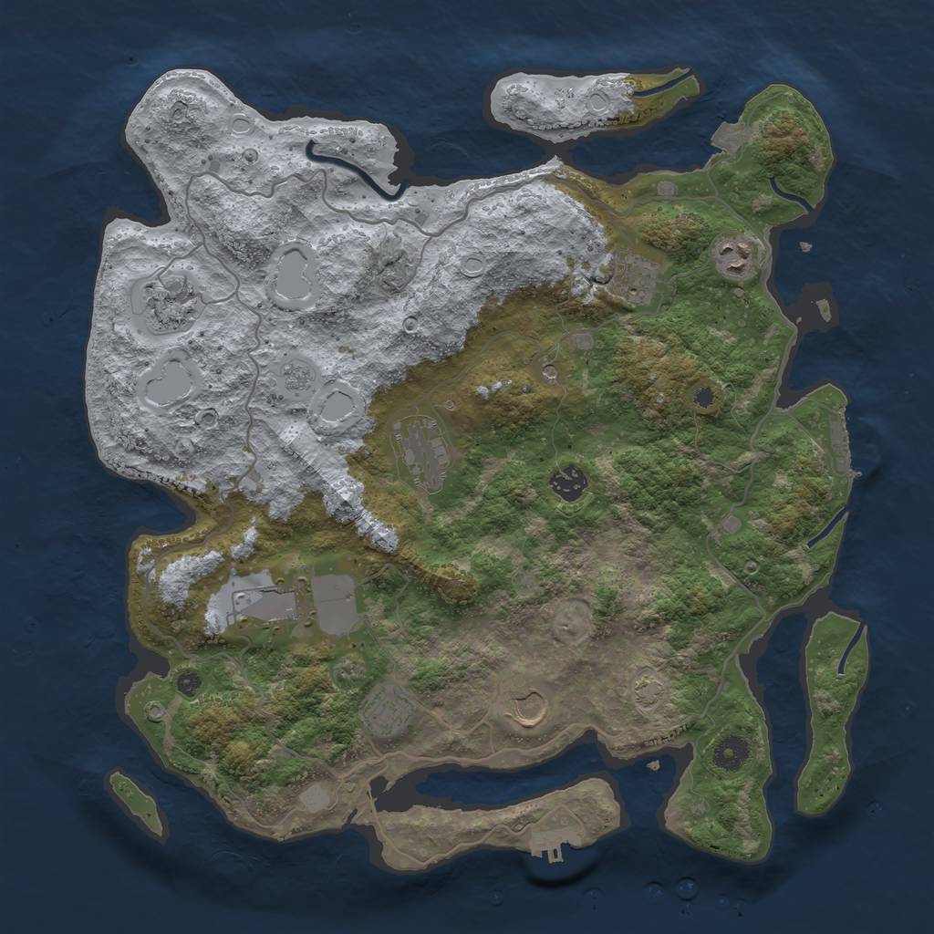 Rust Map: Procedural Map, Size: 4000, Seed: 736249597, 16 Monuments