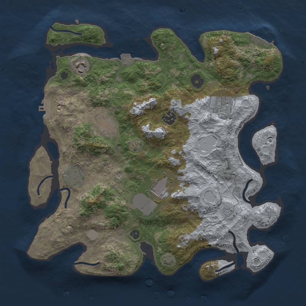 Rust Map: Procedural Map, Size: 3500, Seed: 1927713982, 14 Monuments