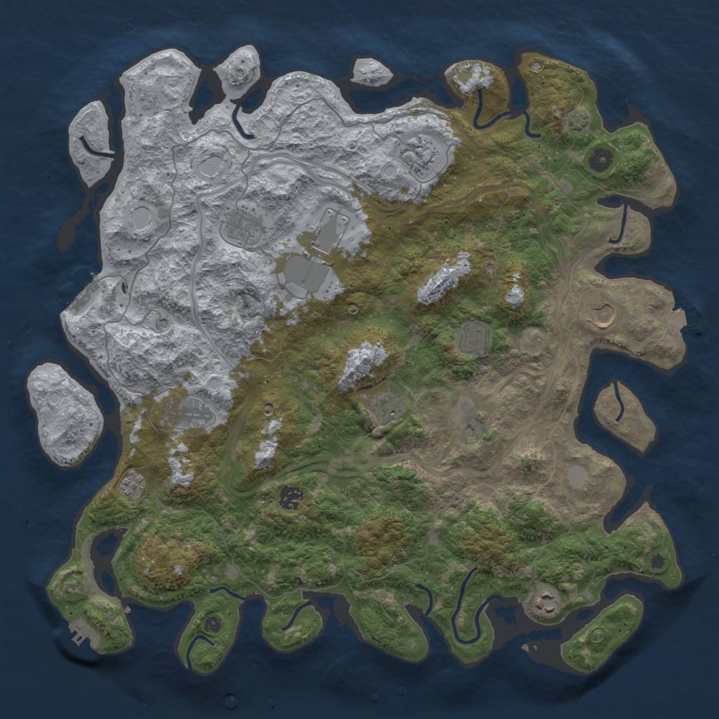 Rust Map: Procedural Map, Size: 4500, Seed: 398082991, 19 Monuments