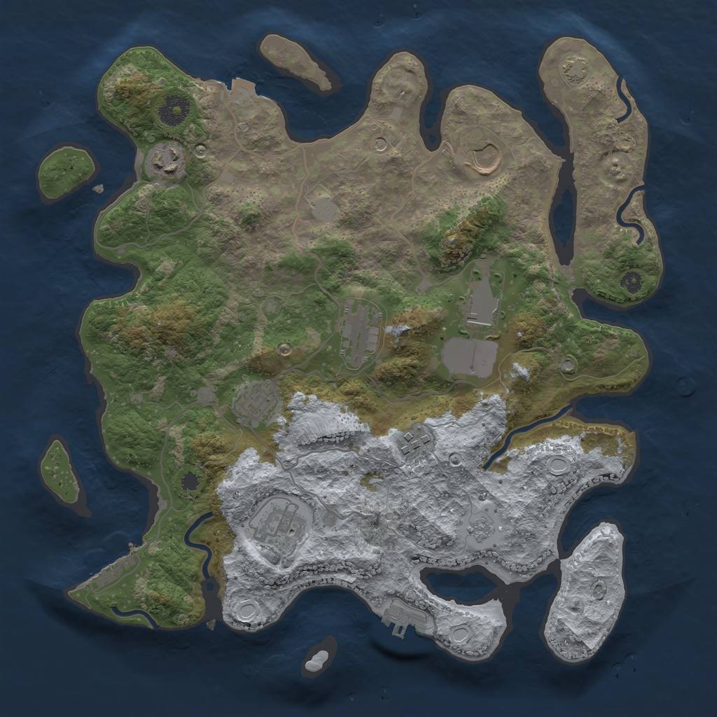 Rust Map: Procedural Map, Size: 3500, Seed: 321699587, 15 Monuments