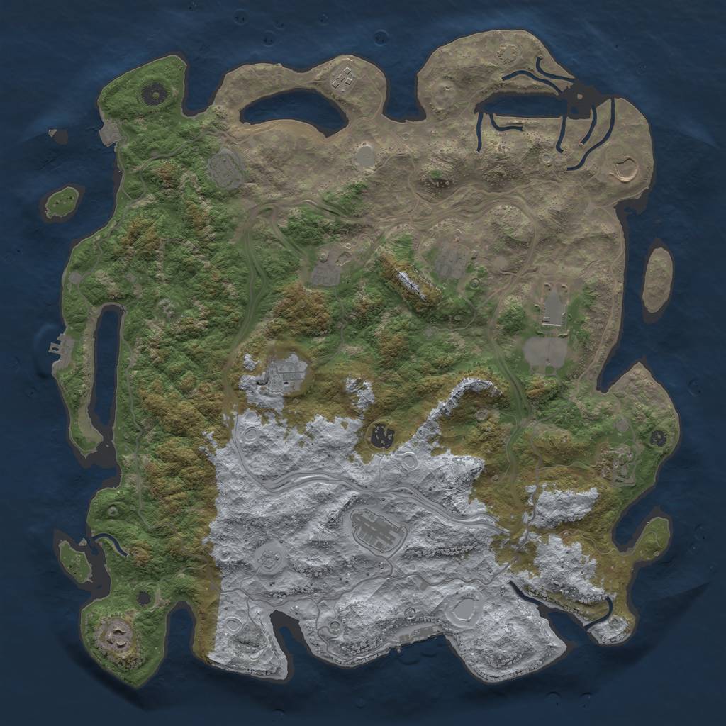 Rust Map: Procedural Map, Size: 4500, Seed: 1054384611, 19 Monuments