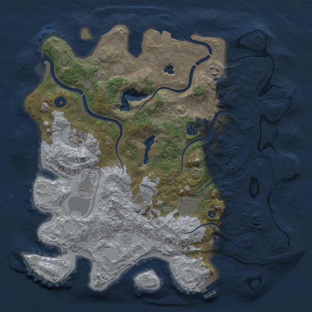 Rust Map: Procedural Map, Size: 4000, Seed: 291081, 13 Monuments