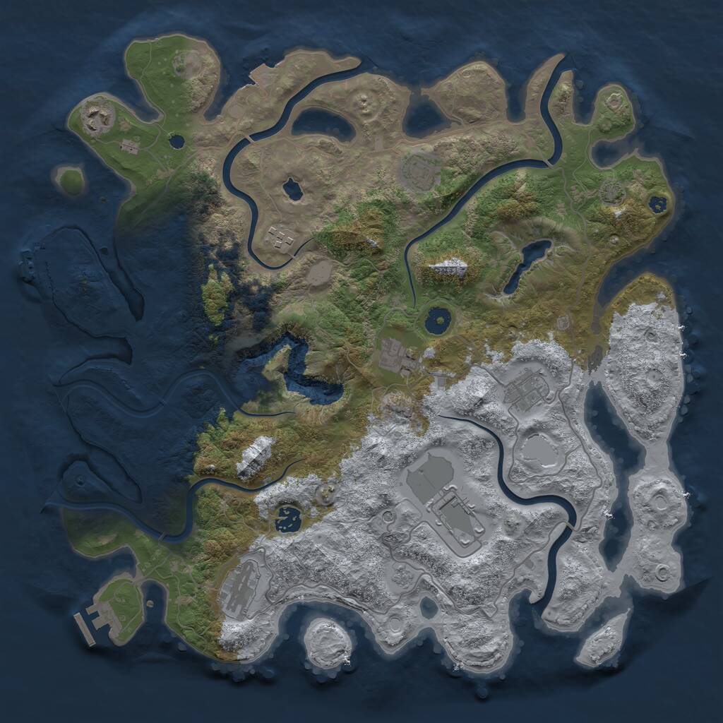 Rust Map: Procedural Map, Size: 4100, Seed: 747, 14 Monuments
